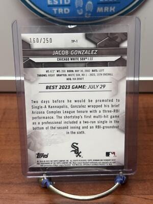 Cheap Sneaks Footwear/Sports Cards Baseball Card Jacob Gonzalez 2023 Bowman's Best Purple Refractor #TP-1 Chicago White