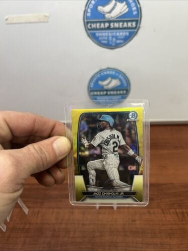 Cheap Sneaks Footwear/Sports Cards Baseball Card Jazz Chisholm Jr 2023 Bowman Chrome Yellow Refractor 37/75 Miami Marli