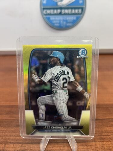 Cheap Sneaks Footwear/Sports Cards Baseball Card Jazz Chisholm Jr 2023 Bowman Chrome Yellow Refractor 37/75 Miami Marli