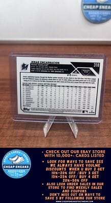 Cheap Sneaks Footwear/Sports Cards Baseball Card Jerar Encarnacion RC 2023 Topps #318 Marlins + Bonus Card