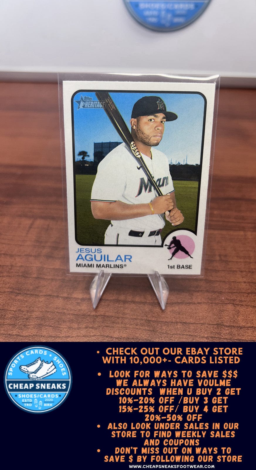 Cheap Sneaks Footwear/Sports Cards Baseball Card Jesus Aguilar 2022 Topps Heritage #298 Miami Marlins