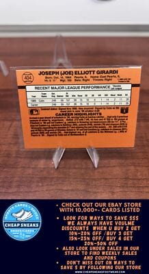 Cheap Sneaks Footwear/Sports Cards Baseball Card Joe Girardi 1990 Donruss #404b Chicago Cubs