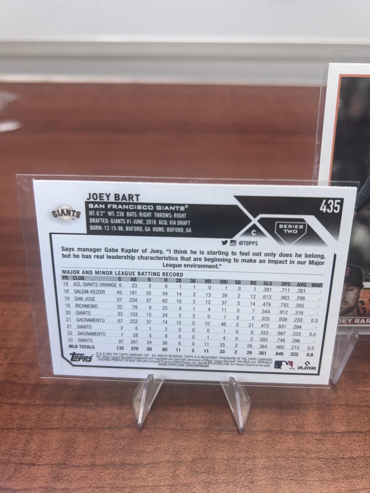 Cheap Sneaks Footwear/Sports Cards Baseball Card Joey Bart 2023 Topps #435 San Francisco Giants