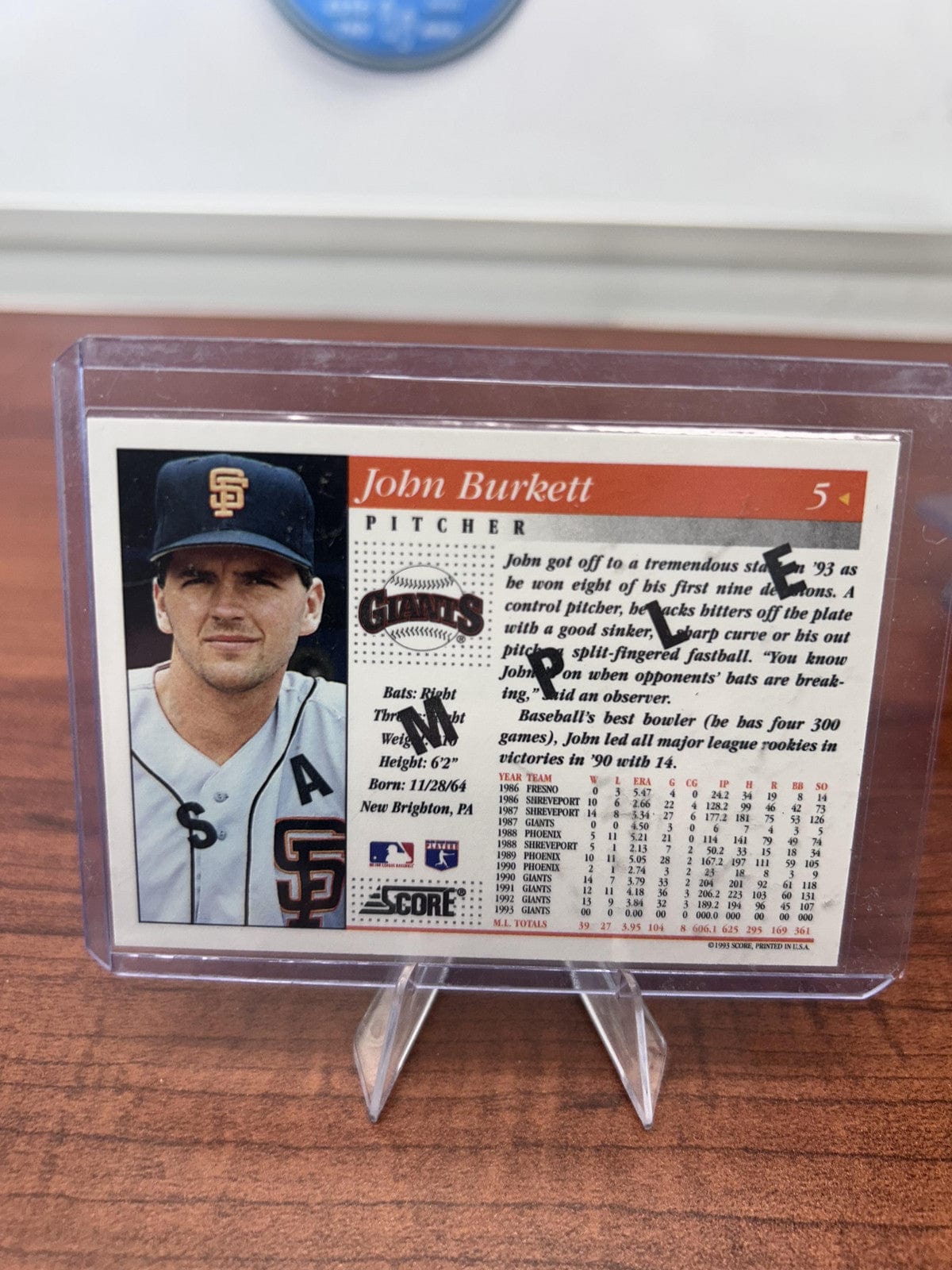 Cheap Sneaks Footwear/Sports Cards Baseball Card John Burkett 1994 Score Samples #5 San Francisco Giants