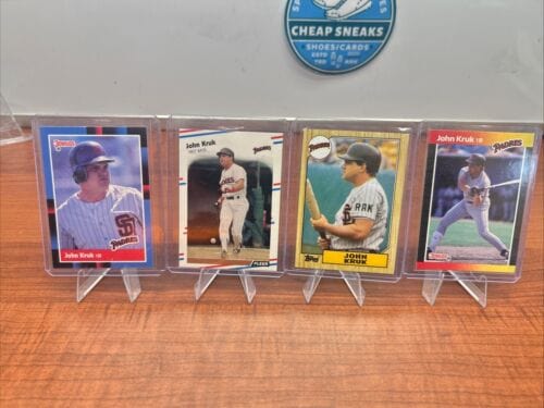 Cheap Sneaks Footwear/Sports Cards Baseball Card John Kruk San Diego Padres 4 Card Lot 1988/89 Donruss, 1987 Topps Rook