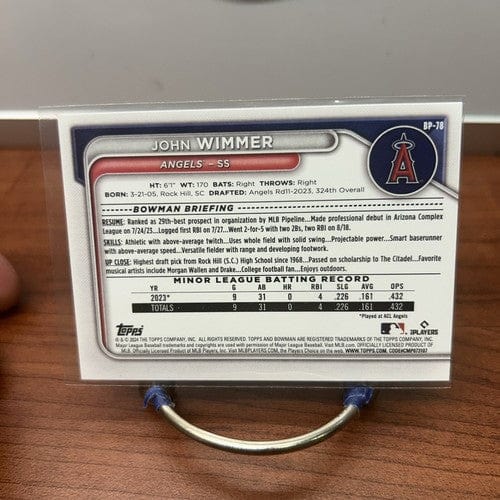 Cheap Sneaks Footwear/Sports Cards Baseball Card John Wimmer 2024 1st Bowman Prospects Base #BP-78 Los Angeles Angels