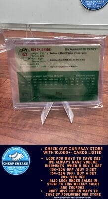 Cheap Sneaks Footwear/Sports Cards Baseball Card Jonah Bride RC 2023 Topps Chrome Platinum Anniversary #63 Oakland Athl