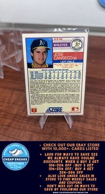 Cheap Sneaks Footwear/Sports Cards Baseball Card Jose Canseco 1988 Score #45 Oakland Athletics