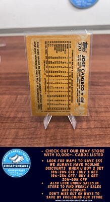 Cheap Sneaks Footwear/Sports Cards Baseball Card Jose Canseco 1988 Topps #370 Oakland Athletics