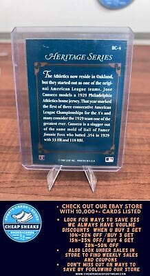 Cheap Sneaks Footwear/Sports Cards Baseball Card Jose Canseco 1992 Studio Heritage #BC-4 Oakland Athletics