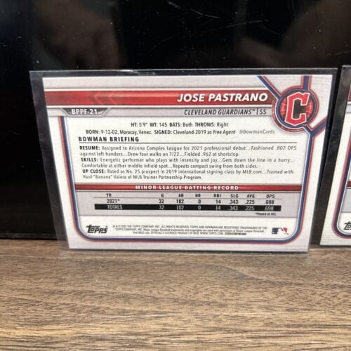 Cheap Sneaks Footwear/Sports Cards Baseball Card Jose Pastrano Lot(2) 2022 1st Edition Bowman1st 22 Bowman 1st Clevelan