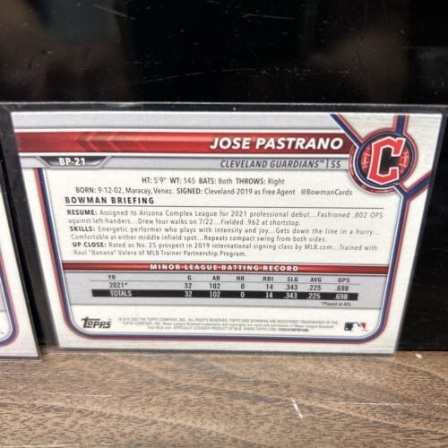 Cheap Sneaks Footwear/Sports Cards Baseball Card Jose Pastrano Lot(2) 2022 1st Edition Bowman1st 22 Bowman 1st Clevelan