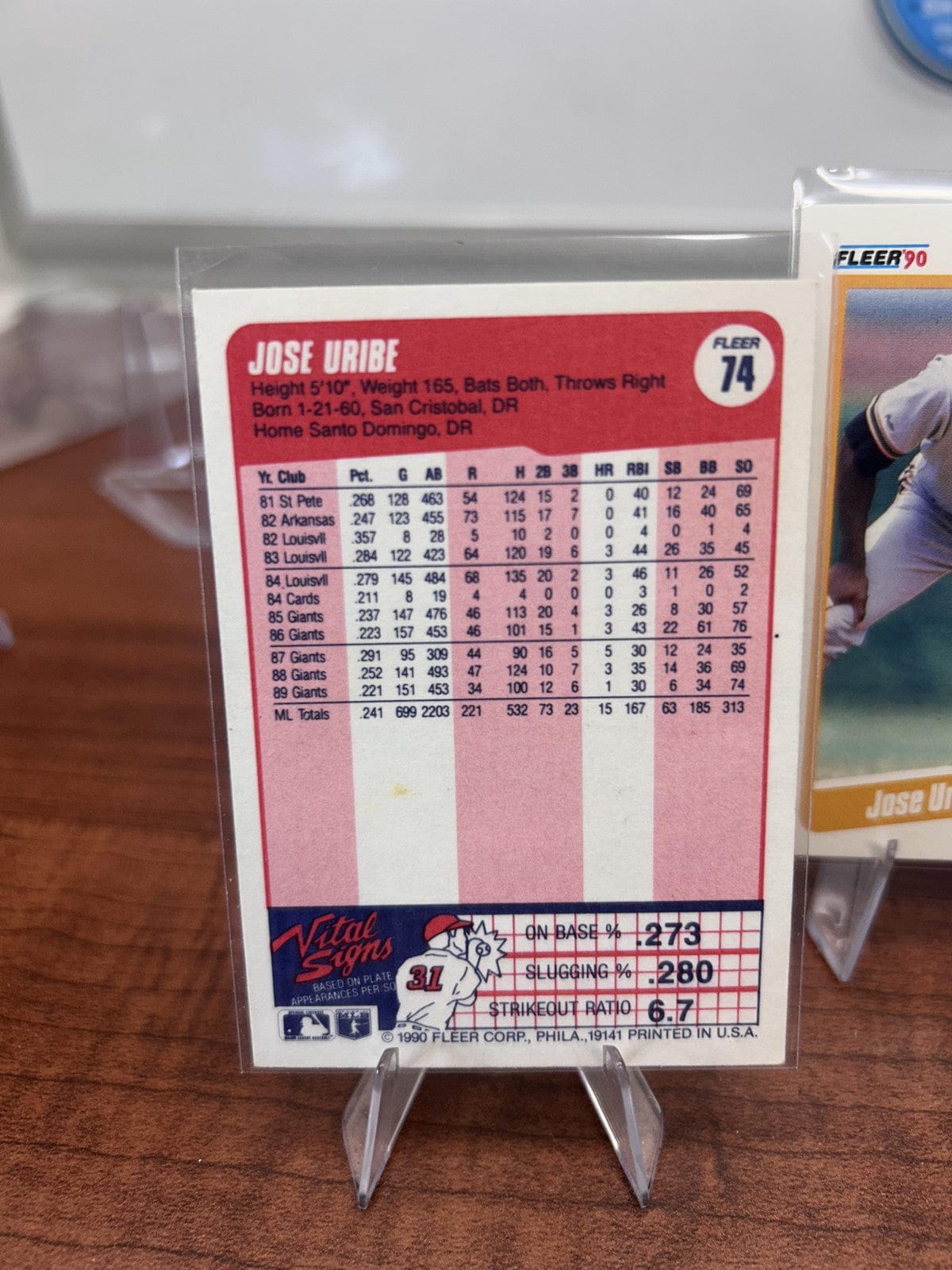 Cheap Sneaks Footwear/Sports Cards Baseball Card Jose Uribe 1990 Fleer #74b San Francisco Giants