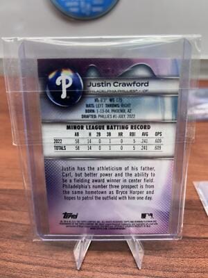 Cheap Sneaks Footwear/Sports Cards Baseball Card Justin Crawford 2023 Bowman Platinum Top Prospects Ice Foil #TOP-5 Phi