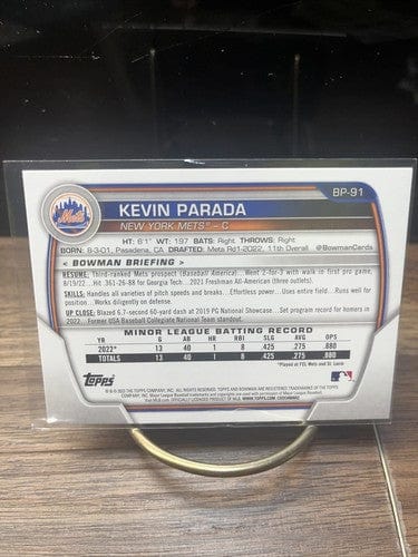Cheap Sneaks Footwear/Sports Cards Baseball Card Kevin Parada 2023 Bowman Prospects Baseball Card #BP-91- New York Met