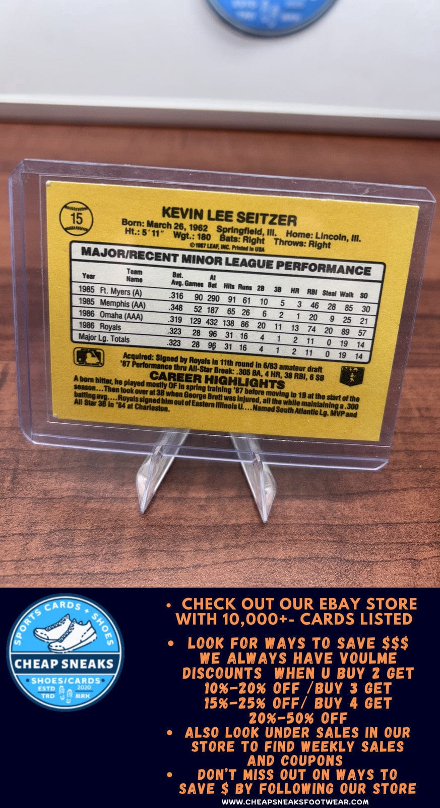 Cheap Sneaks Footwear/Sports Cards Baseball Card Kevin Seitzer 1987 Donruss The Rookies #15 Kansas City Royals