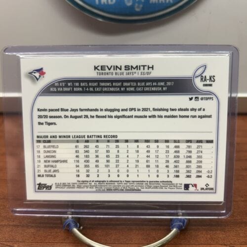 Cheap Sneaks Footwear/Sports Cards Baseball Card KEVIN SMITH 2022 Topps Chrome RC Auto RA-KS TORONTO BLUE JAYS