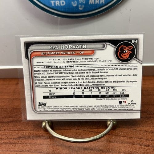 Cheap Sneaks Footwear/Sports Cards Baseball Card Mac Horvath 2024 Bowman Base Prospect #BP-6 Baltimore Orioles MLB Card