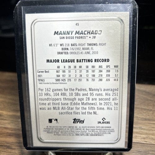 Cheap Sneaks Footwear/Sports Cards Baseball Card Manny Machado 2022 Bowman Platinum Ice #45 Padres