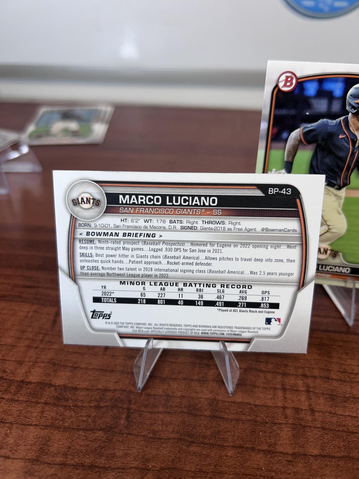 Cheap Sneaks Footwear/Sports Cards Baseball Card Marco Luciano 2023 Bowman Prospects #BP-43 San Francisco Giants +Bonus