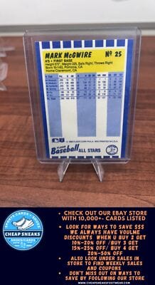 Cheap Sneaks Footwear/Sports Cards Baseball Card Mark McGwire 1988 Fleer Baseball All-Stars #25 Oakland Athletics