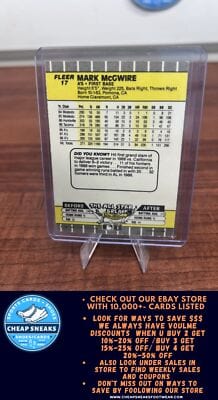 Cheap Sneaks Footwear/Sports Cards Baseball Card Mark McGwire 1989 Fleer #17 Oakland Athletics