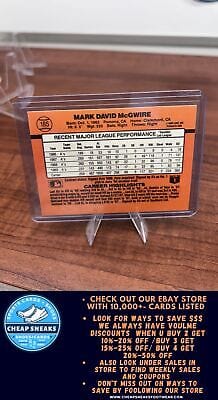 Cheap Sneaks Footwear/Sports Cards Baseball Card Mark McGwire 1990 Donruss Baseball Card #185 Oakland Athletics