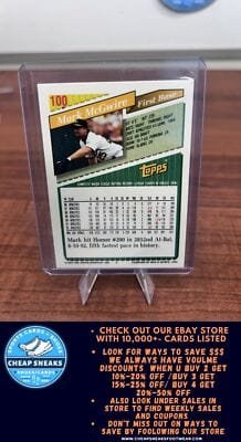 Cheap Sneaks Footwear/Sports Cards Baseball Card Mark McGwire 1993 Topps Inaugural Marlins #100 Oakland Athletics