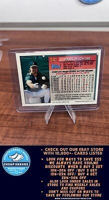 Cheap Sneaks Footwear/Sports Cards Baseball Card Mark McGwire 1994 Topps #340 Oakland Athletics