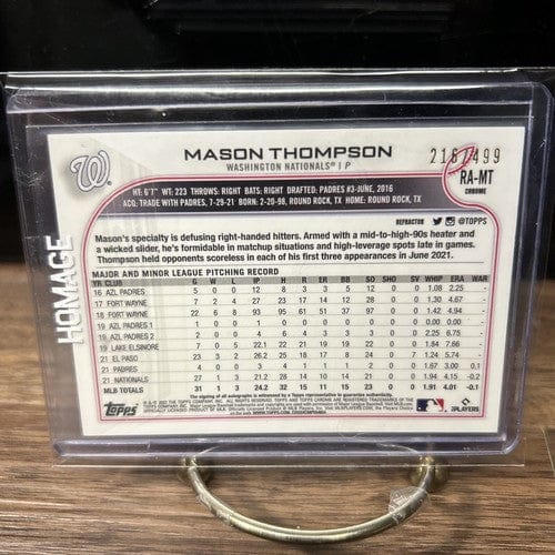 Cheap Sneaks Footwear/Sports Cards Baseball Card Mason Thompson 2022 Topps Chrome Refractor Auto RC #216 /499 Nationals