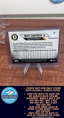 Cheap Sneaks Footwear/Sports Cards Baseball Card Matt Chapman 2021 Topps National Baseball Card Day #20 Oakland Athleti