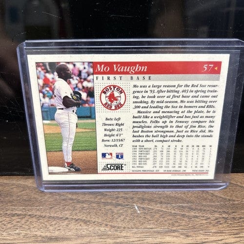 Cheap Sneaks Footwear/Sports Cards Baseball Card Maurice “Mo” Vaughn Lot(2) Boston Red Sox 1993 Score, 1999 Pacific