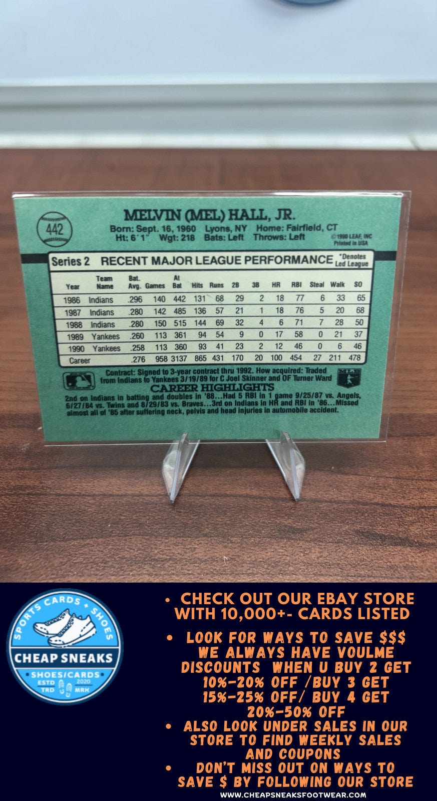 Cheap Sneaks Footwear/Sports Cards Baseball Card Mel Hall 1991 Donruss #442 New York Yankees