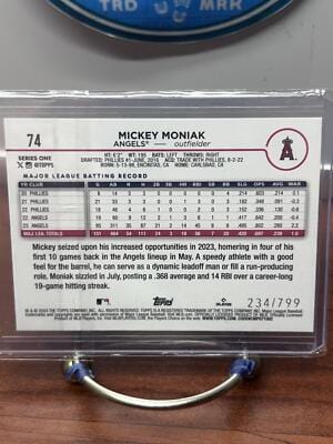 Cheap Sneaks Footwear/Sports Cards Baseball Card Mickey Moniak 2024 Topps Series 1 Purple sparkle foil/799 #74 Angels