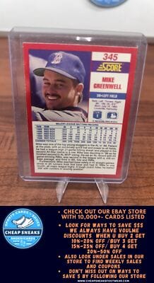 Cheap Sneaks Footwear/Sports Cards Baseball Card Mike Greenwell 1990 Score #345 Boston Red Sox