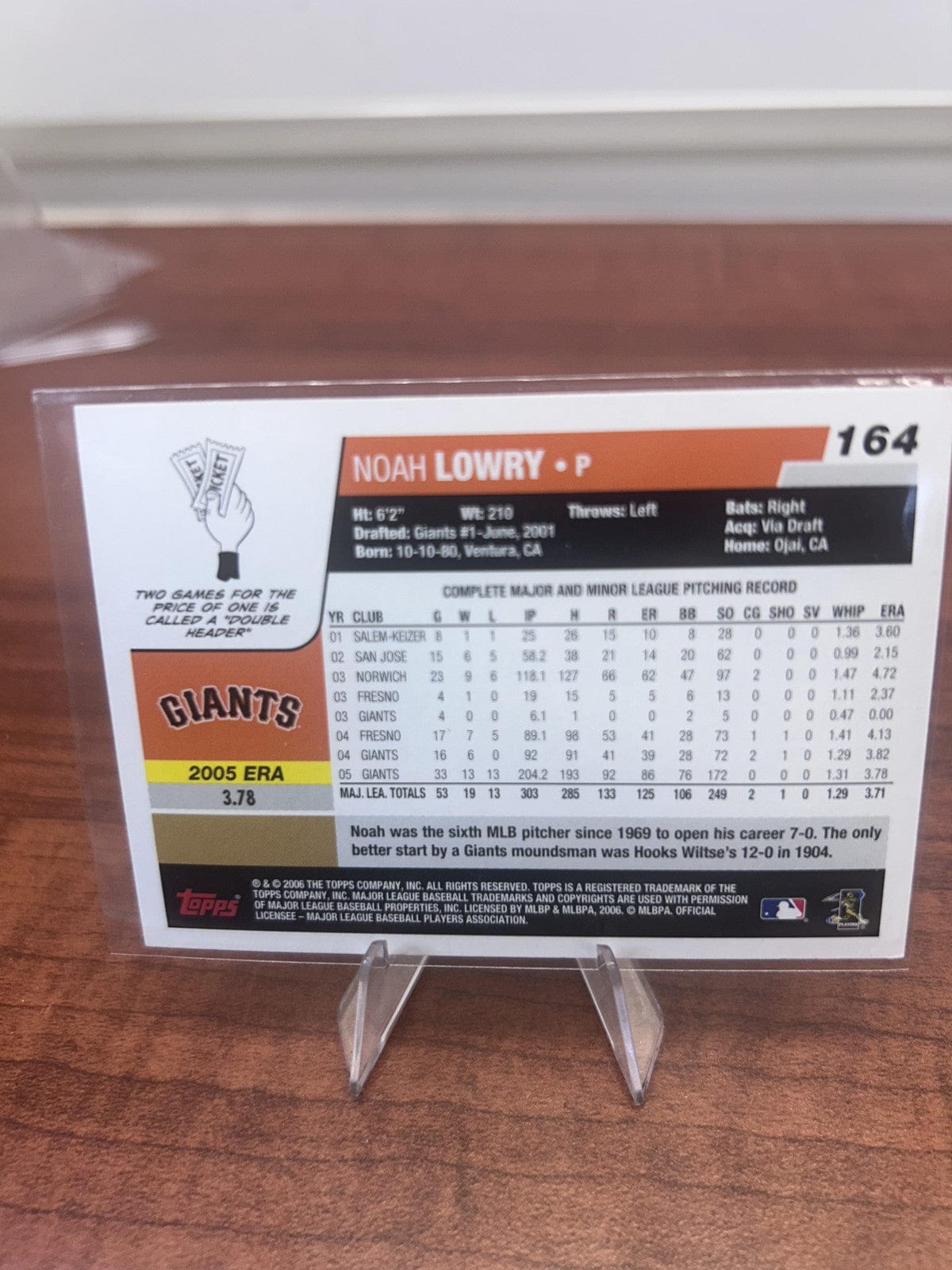 Cheap Sneaks Footwear/Sports Cards Baseball Card Noah Lowry 2006 Topps #164 San Francisco Giants