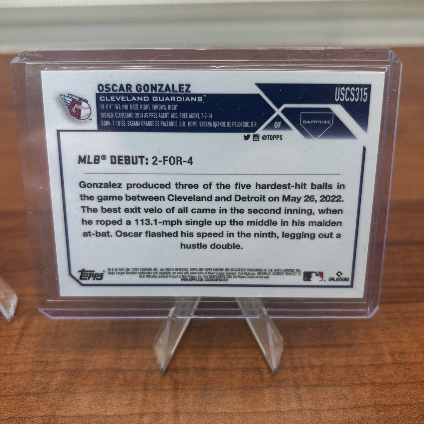 Cheap Sneaks Footwear/Sports Cards Baseball Card Oscar Gonzalez 2023 Topps Gold Sapphire Refractor Rookie Debut RC #USC