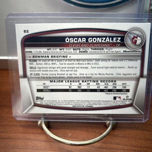 Cheap Sneaks Footwear/Sports Cards Baseball Card Oscar Gonzalez RC 2023 Topps Chrome Blue Logofrator /150 Lot(3) Cle.