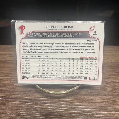 Cheap Sneaks Footwear/Sports Cards Baseball Card RHYS HOSKINS 2022 Topps Chrome Base Ball Card# 8 Philadelphia Phillies