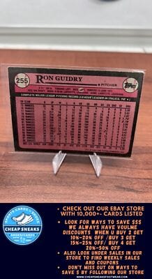 Cheap Sneaks Footwear/Sports Cards Baseball Card Ron Guidry 1989 Topps #255 New York Yankees