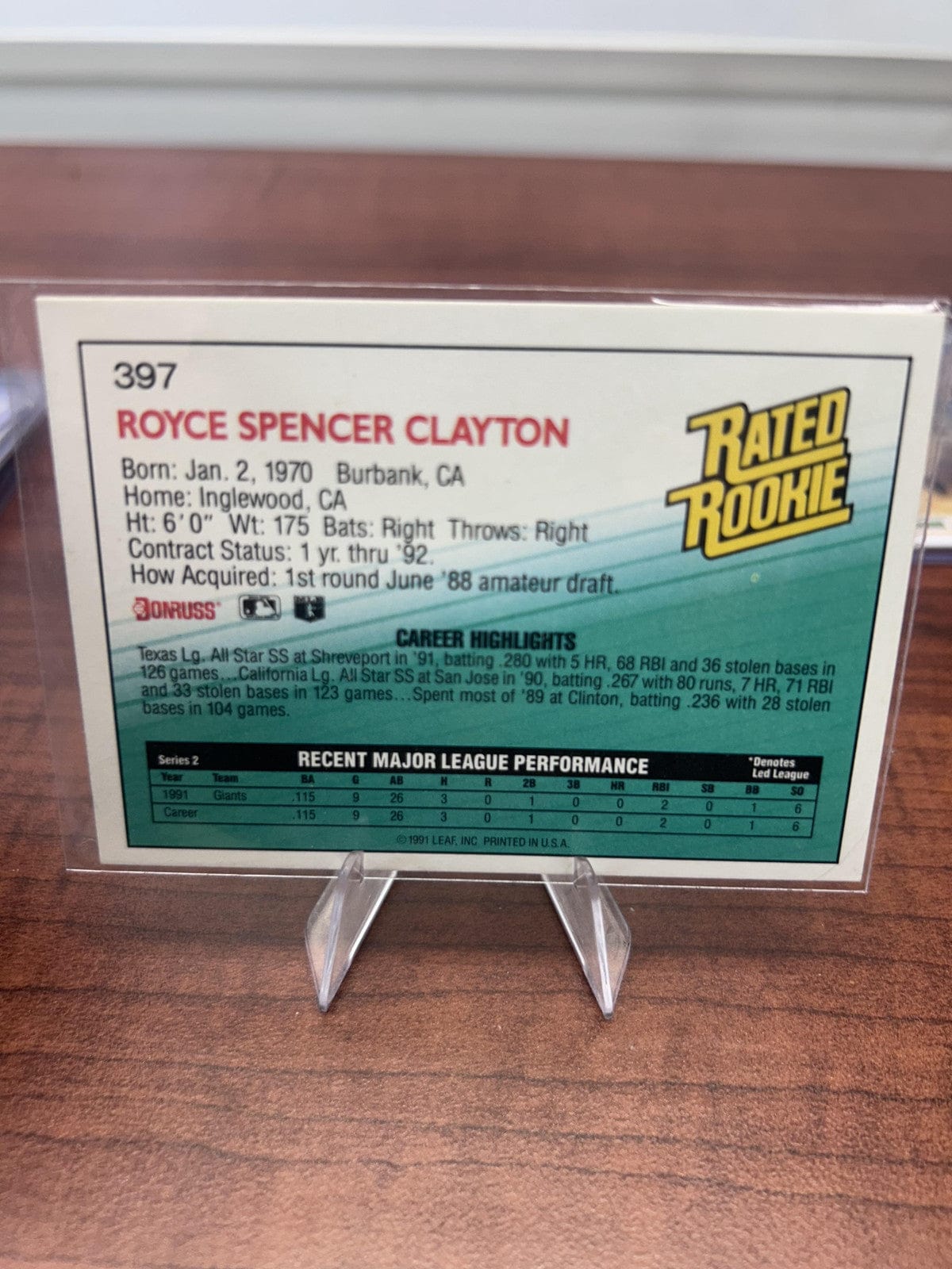 Cheap Sneaks Footwear/Sports Cards Baseball Card Royce Clayton 1992 Donruss #397 San Francisco Giants