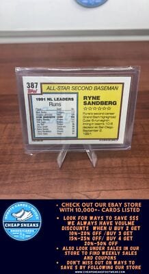Cheap Sneaks Footwear/Sports Cards Baseball Card Ryne Sandberg 1992 Topps #387 Chicago Cubs
