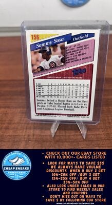 Cheap Sneaks Footwear/Sports Cards Baseball Card Sammy Sosa 1993 Topps #156 Chicago Cubs