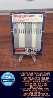 Cheap Sneaks Footwear/Sports Cards Baseball Card Shawon Dunston 1988 Fleer #419 Chicago Cubs