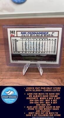 Cheap Sneaks Footwear/Sports Cards Baseball Card Sid Fernandez 1992 Topps #382 New York Mets