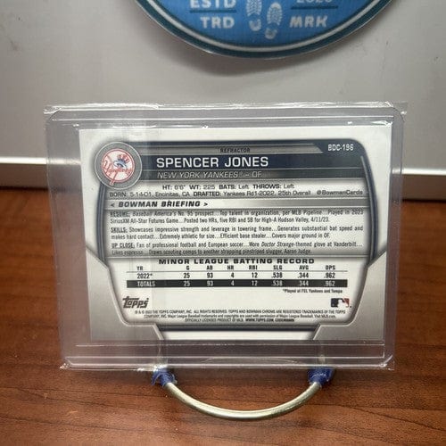 Cheap Sneaks Footwear/Sports Cards Baseball Card Spencer Jones 2023 Bowman Draft Chrome Refractor #BDC-196 New York Yan
