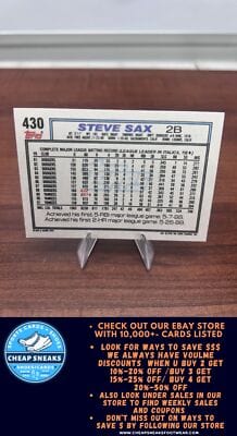 Cheap Sneaks Footwear/Sports Cards Baseball Card Steve Sax 1992 Topps #430 New York Yankees