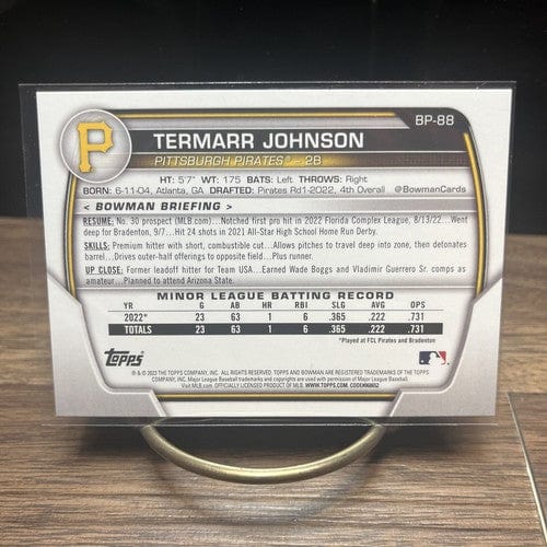 Cheap Sneaks Footwear/Sports Cards Baseball Card Termarr Johnson Prospect Rookie Card 2023 Bowman Base #BP-88 Pittsburg