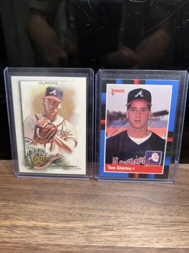 Cheap Sneaks Footwear/Sports Cards Baseball Card Tom Glavine HOF Atlanta Braves Lot(2) 1988 Donruss RC#644, 2022 Allen&