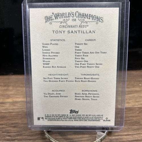 Cheap Sneaks Footwear/Sports Cards Baseball Card Tony Santillan 2022 Allen & Ginter Cincinatti Reds Rookie Baseball Car